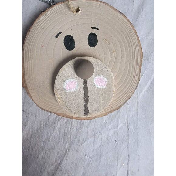Rustic Handmade Wood Slice Reindeer Christmas Ornament 3 Inch New - Picture 3 of 5